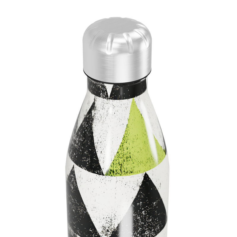 Garrafa Inox Triângulos Preto e Verde