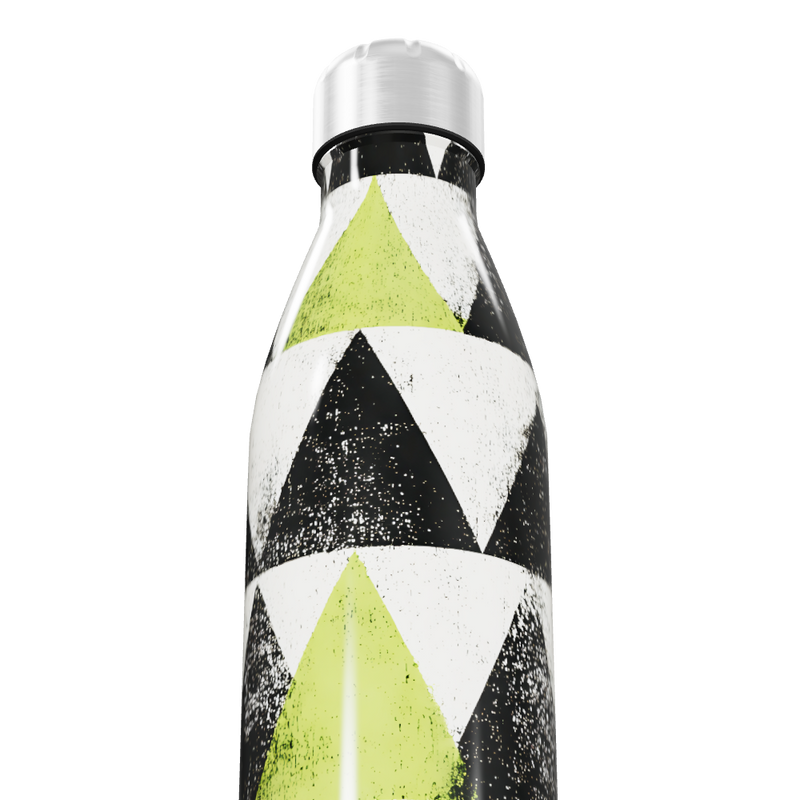 Garrafa Inox Triângulos Preto e Verde