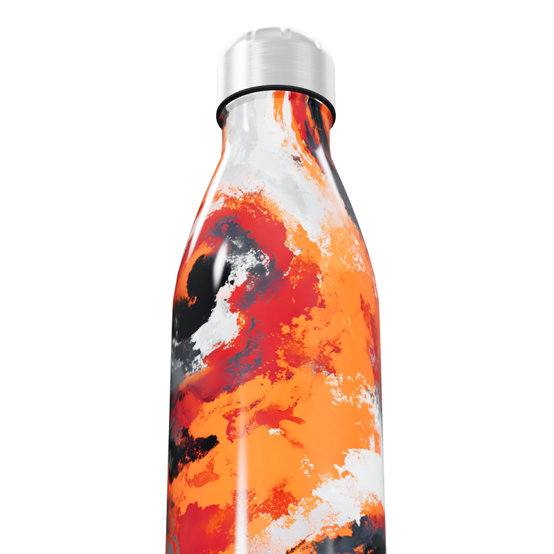 Garrafa Inox - Estampa Abstrata Laranja