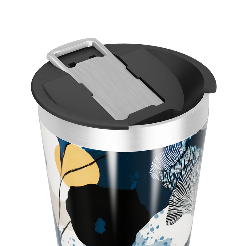 Copo Térmico - Floral Azul Abstrato