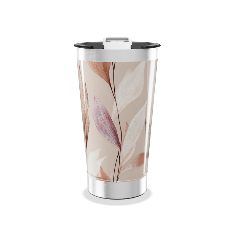 Copo Térmico - Folhas Bege Aço Inox