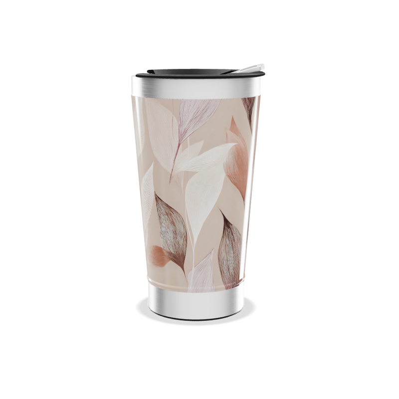 Copo Térmico - Folhas Bege Aço Inox