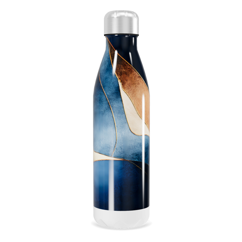 Garrafa Inox Azul - Com Listras Elegantes