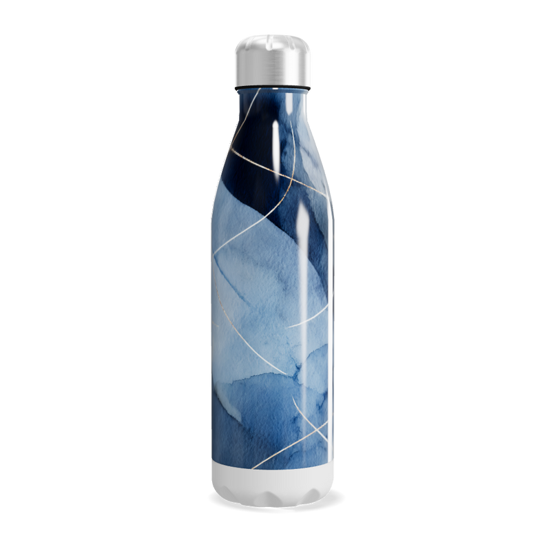 Garrafa Inox - Azul com Estampa Abstrata