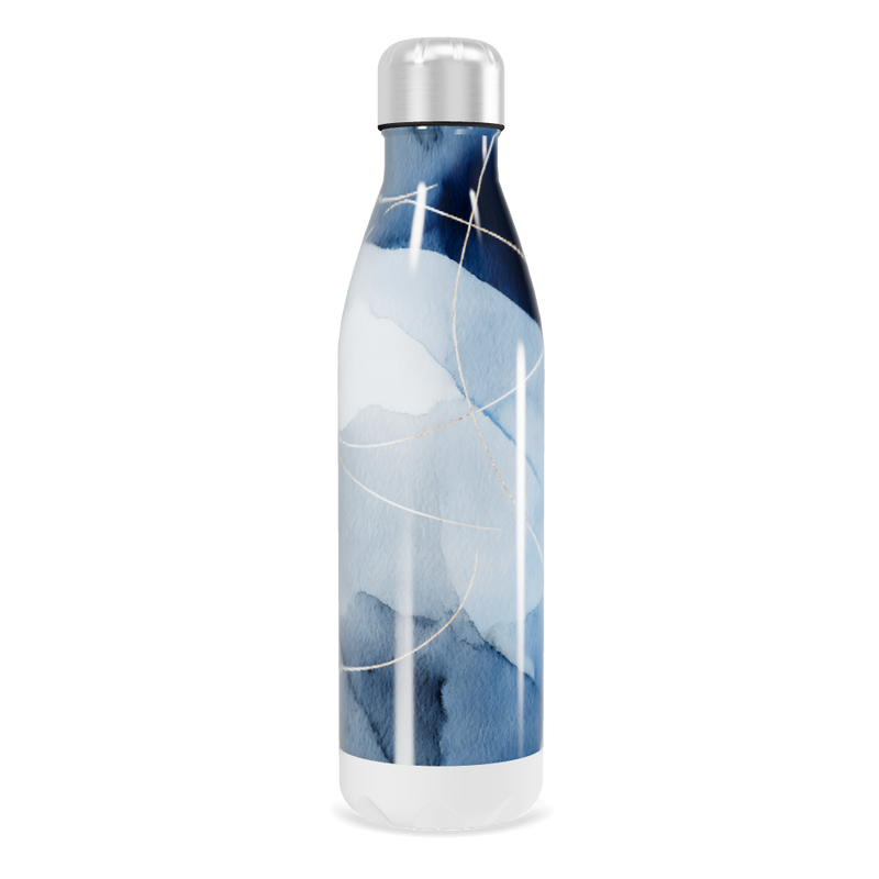 Garrafa Inox - Azul com Estampa Abstrata