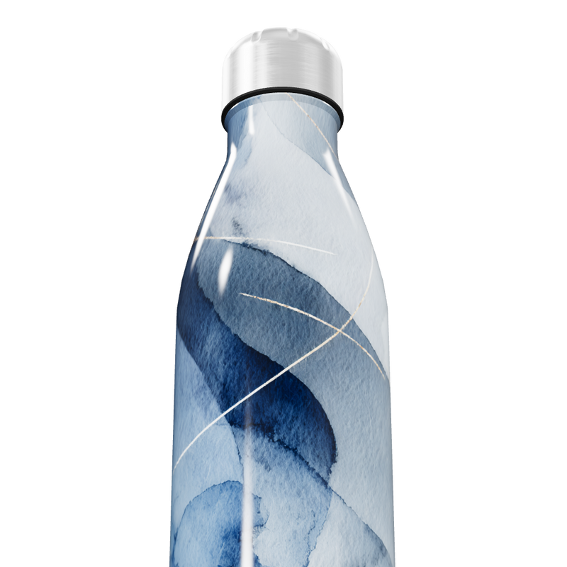 Garrafa Inox - Azul com Estampa Abstrata