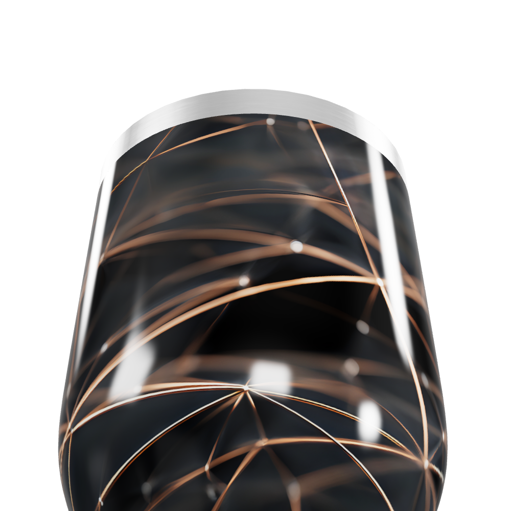 Copo Térmico Slim - Preto com Linhas Douradas