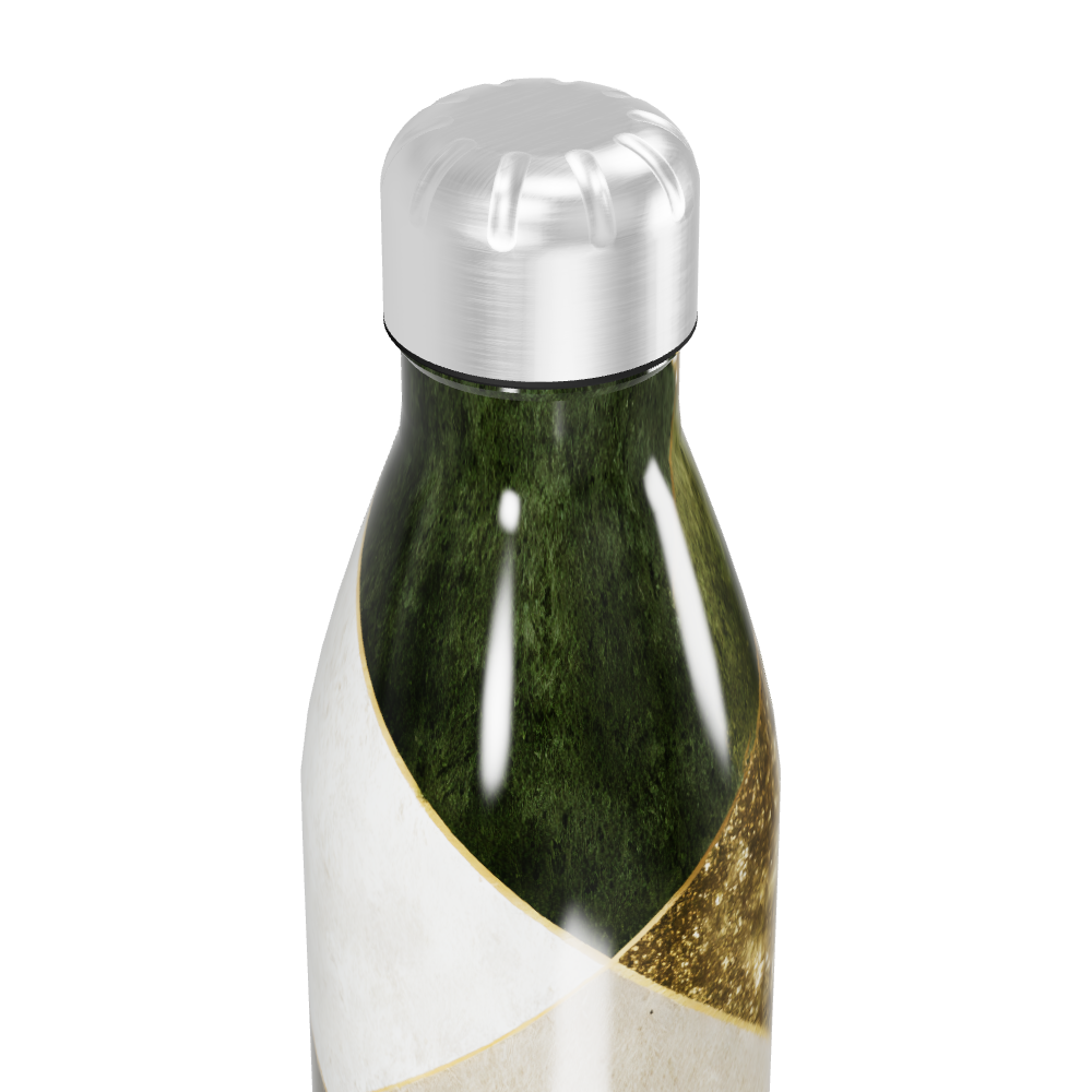 Garrafa Inox - Verde e Dourado Geométrico
