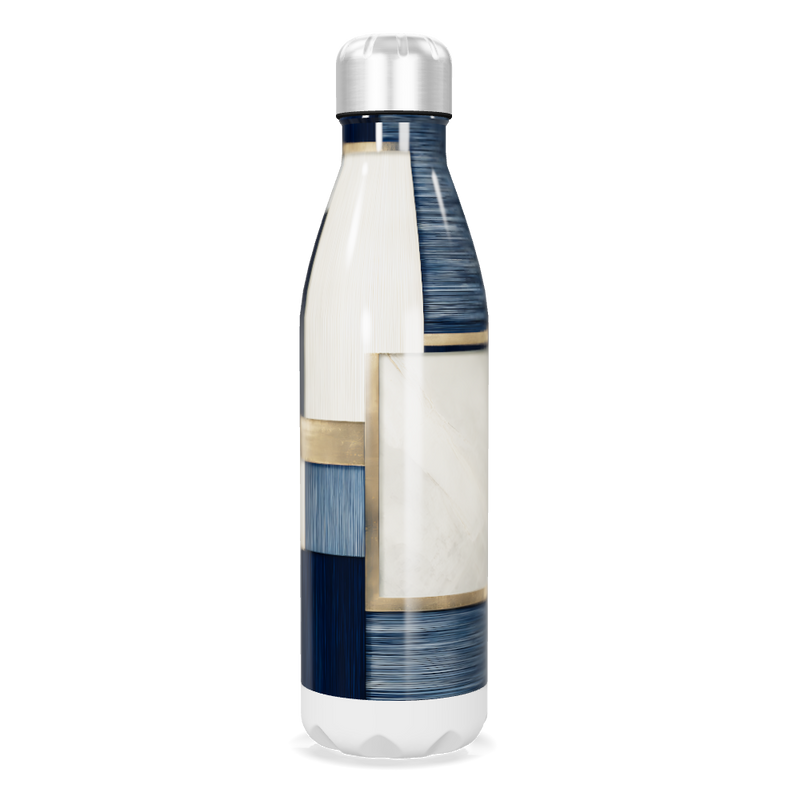 Garrafa Inox - Azul e Dourado com Geometria