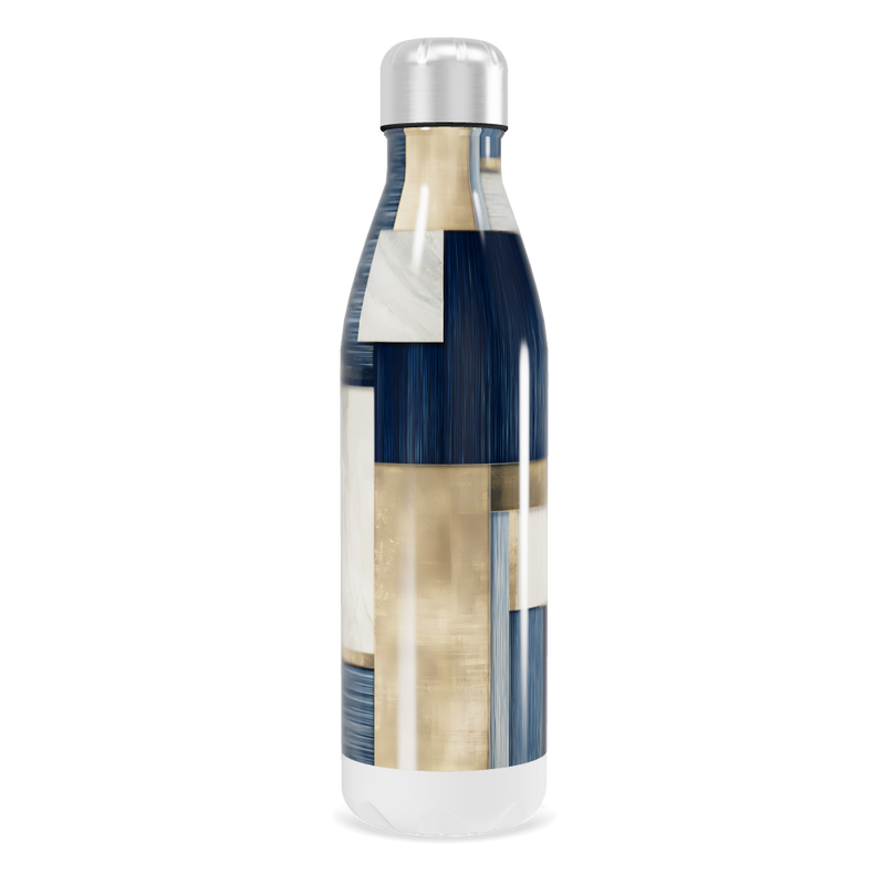 Garrafa Inox - Azul e Dourado com Geometria