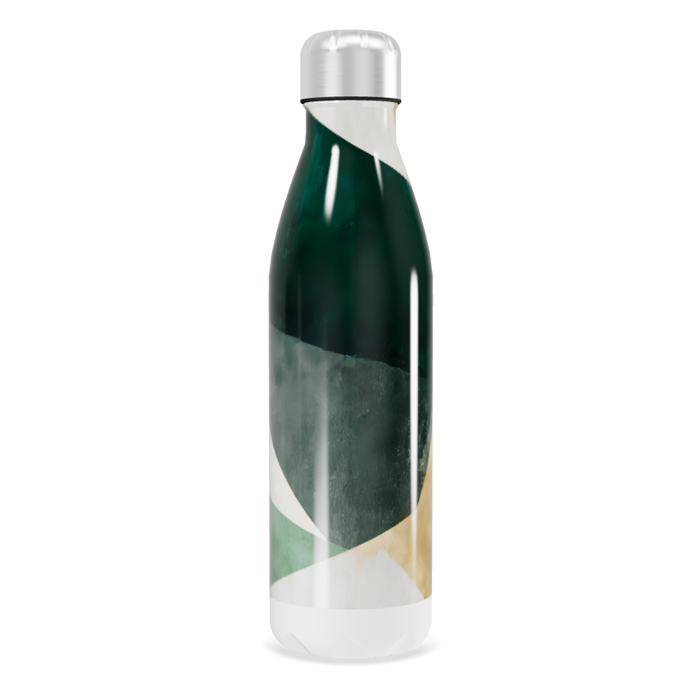 Garrafa Inox Verde e Bege Abstrata