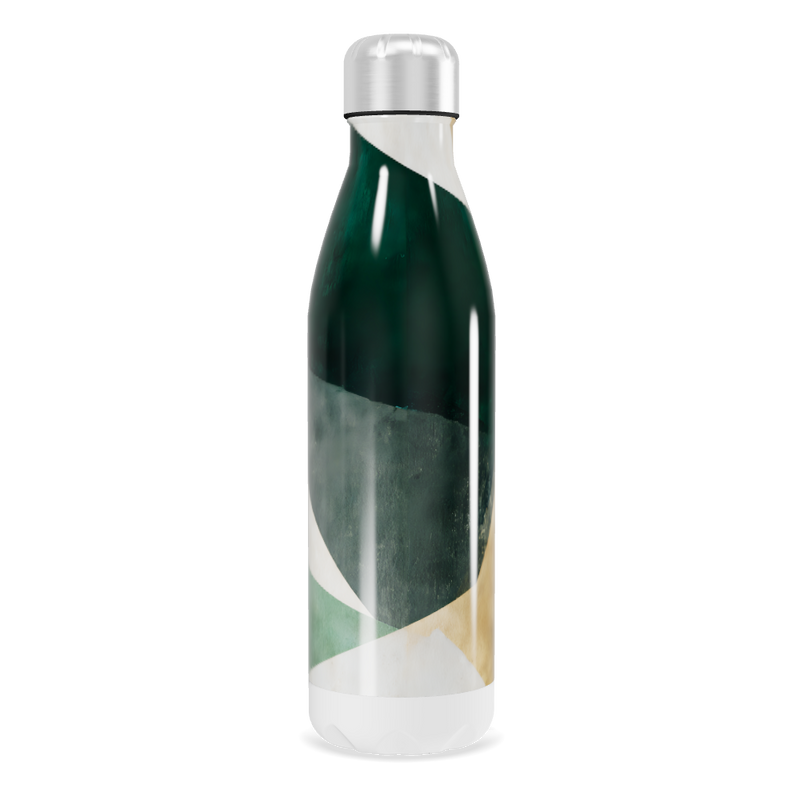 Garrafa Inox Verde e Bege Abstrata