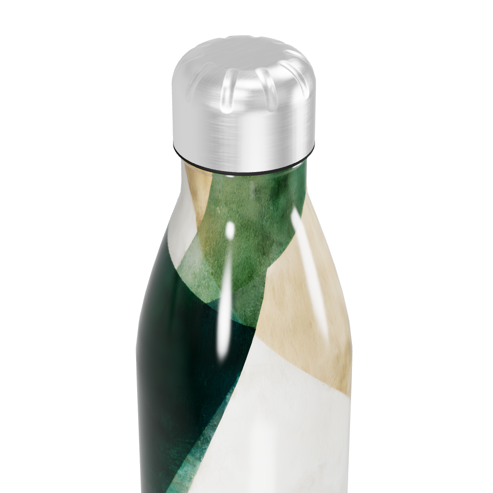 Garrafa Inox Verde e Bege Abstrata