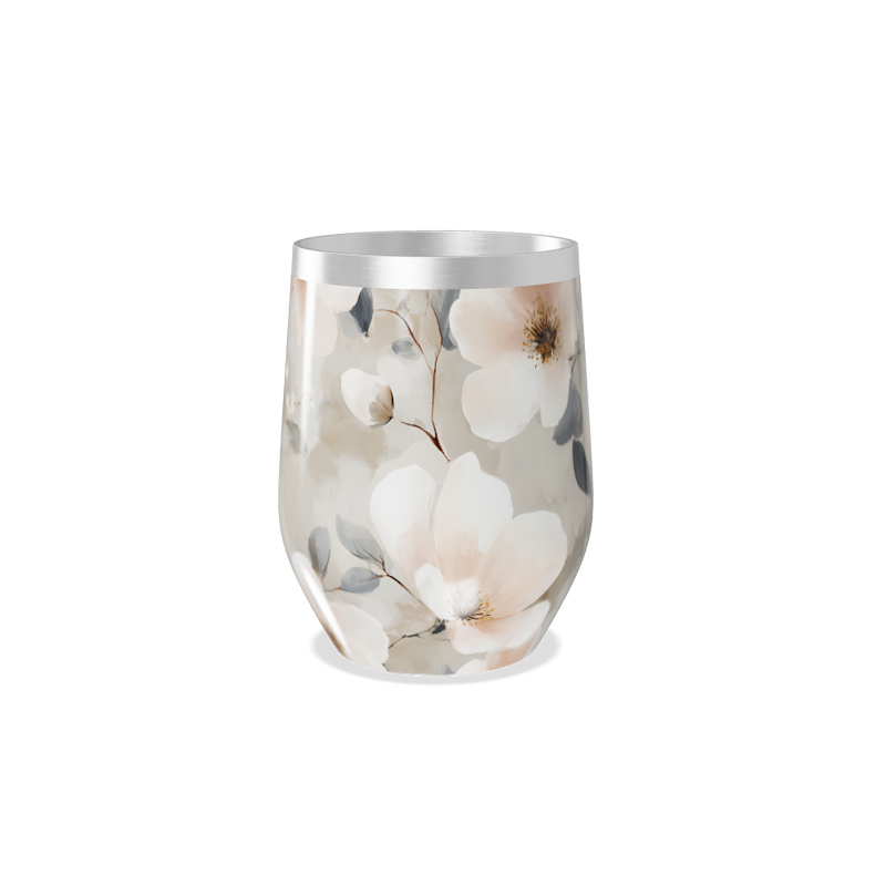 Copo Térmico Slim - Floral Bege Inox