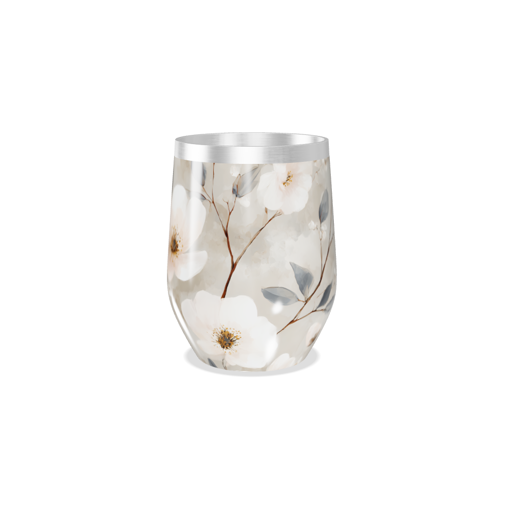 Copo Térmico Slim - Floral Bege Inox