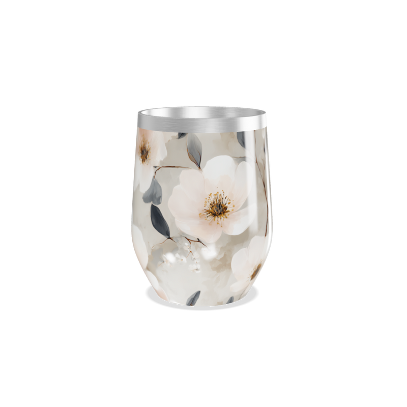 Copo Térmico Slim - Floral Bege Inox