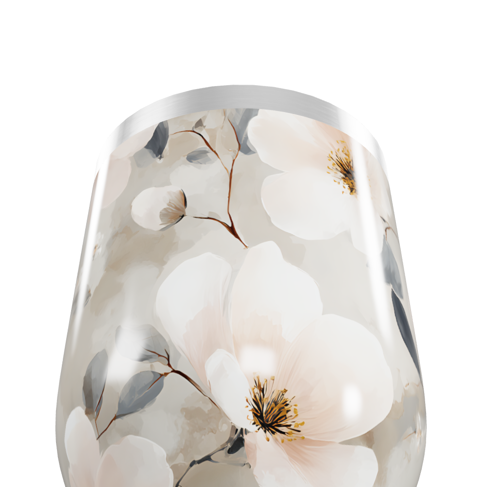 Copo Térmico Slim - Floral Bege Inox