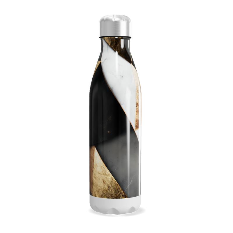 Garrafa Inox - Estampa Geométrica Preta e Dourada