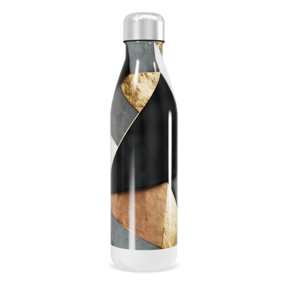 Garrafa Inox - Estampa Geométrica Preta e Dourada