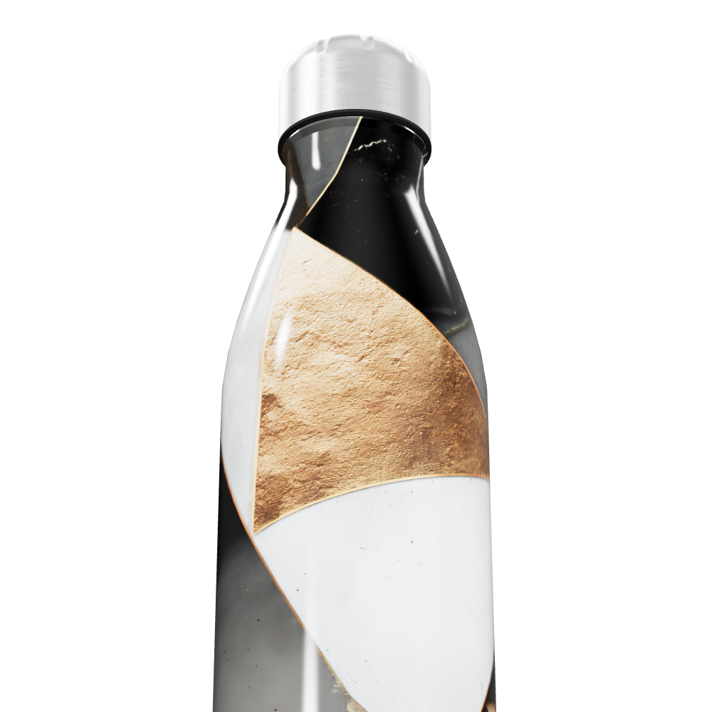 Garrafa Inox - Estampa Geométrica Preta e Dourada