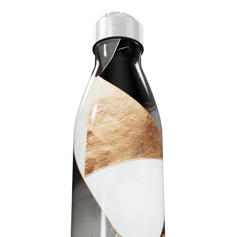 Garrafa Inox - Estampa Geométrica Preta e Dourada