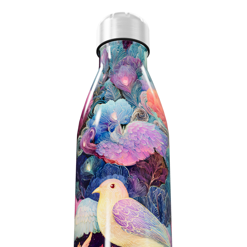 Garrafa Inox - Estampa Aves Coloridas
