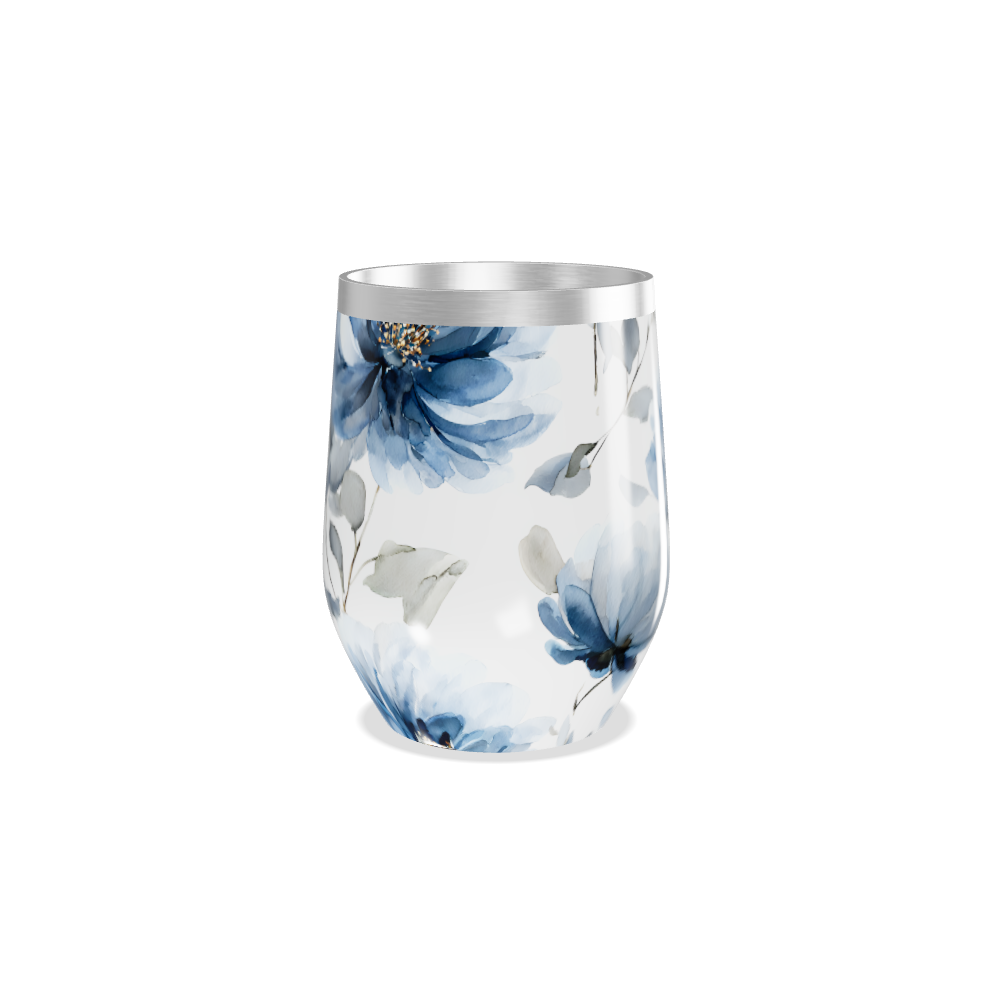 Copo Térmico Slim - Floral Azul Inox