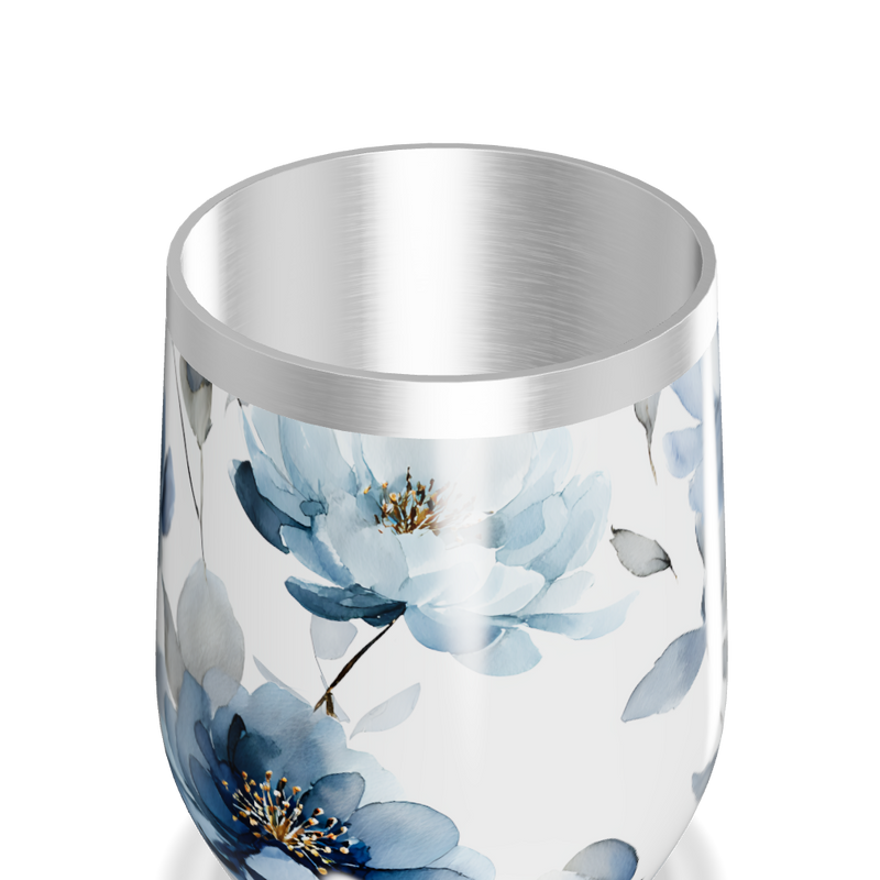 Copo Térmico Slim - Floral Azul Inox