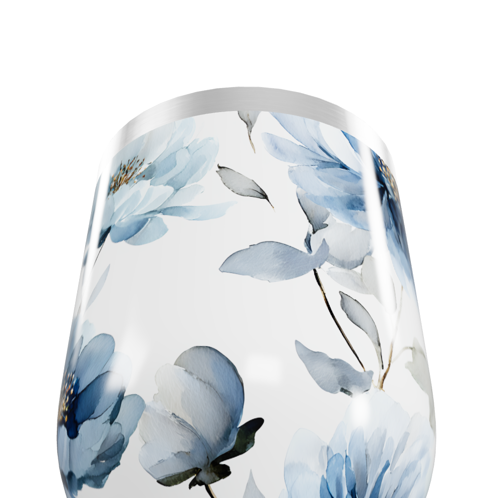 Copo Térmico Slim - Floral Azul Inox