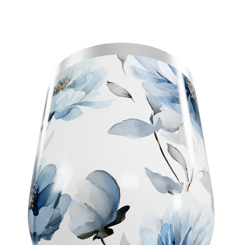 Copo Térmico Slim - Floral Azul Inox