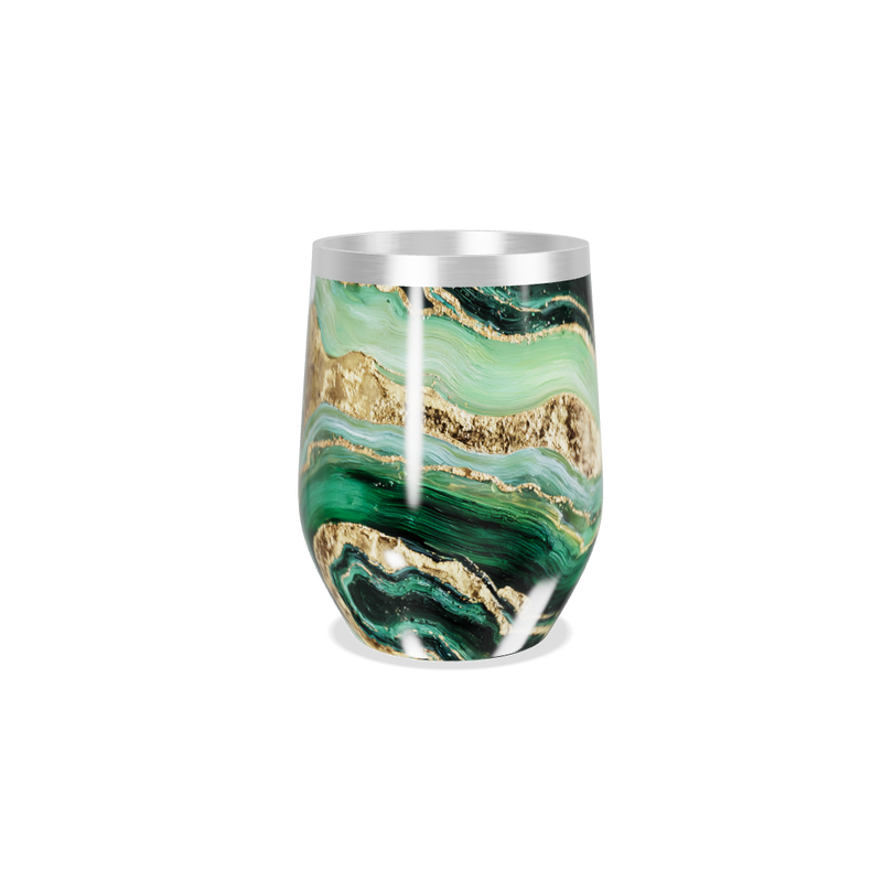 Copo Térmico Slim - Verde Mármore Elegante
