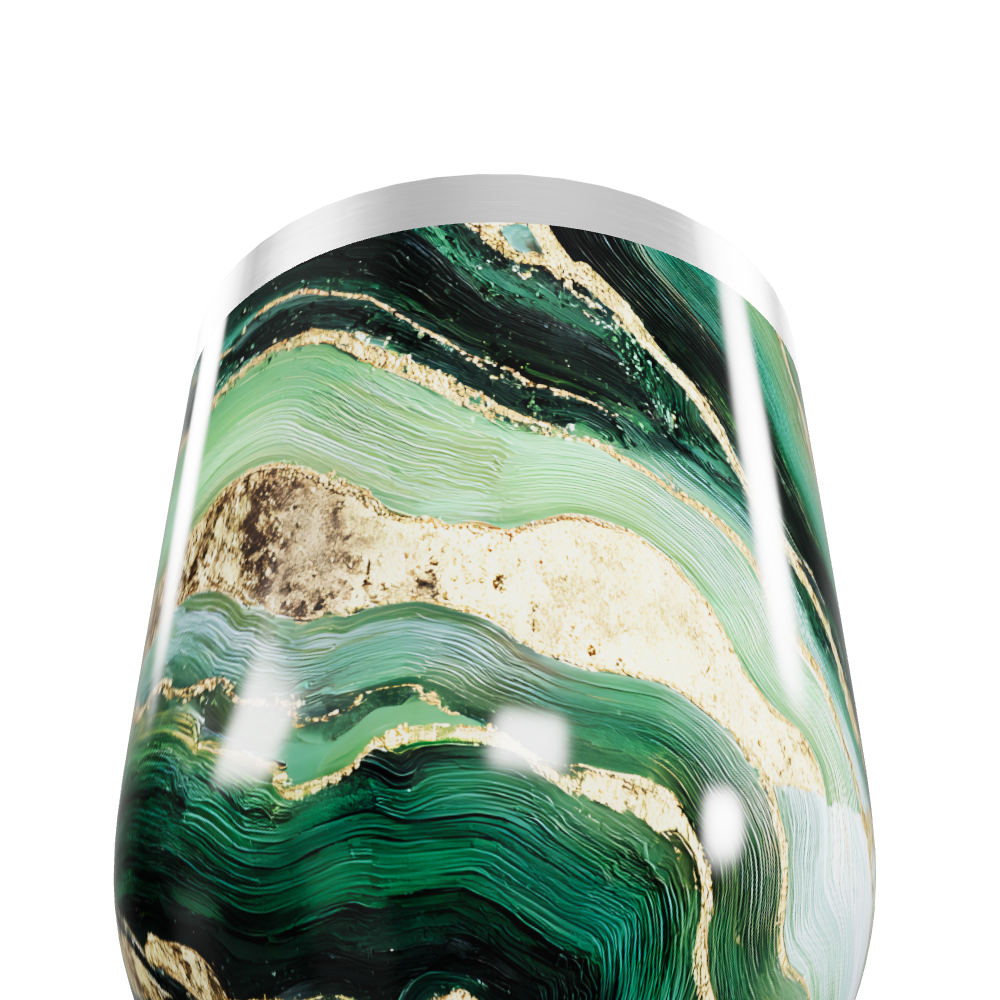 Copo Térmico Slim - Verde Mármore Elegante