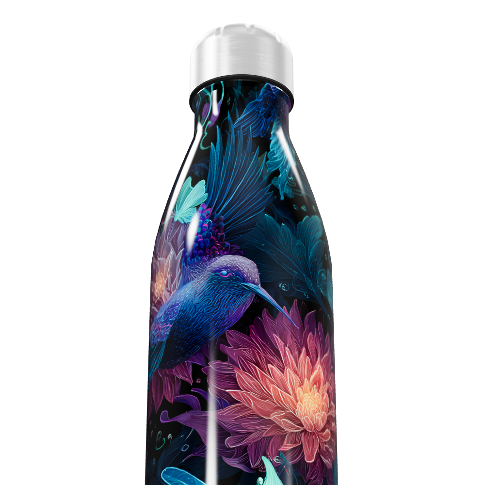 Garrafa Inox - Estampa Floral Azul