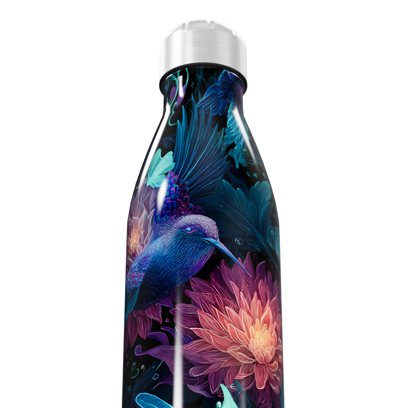 Garrafa Inox - Estampa Floral Azul