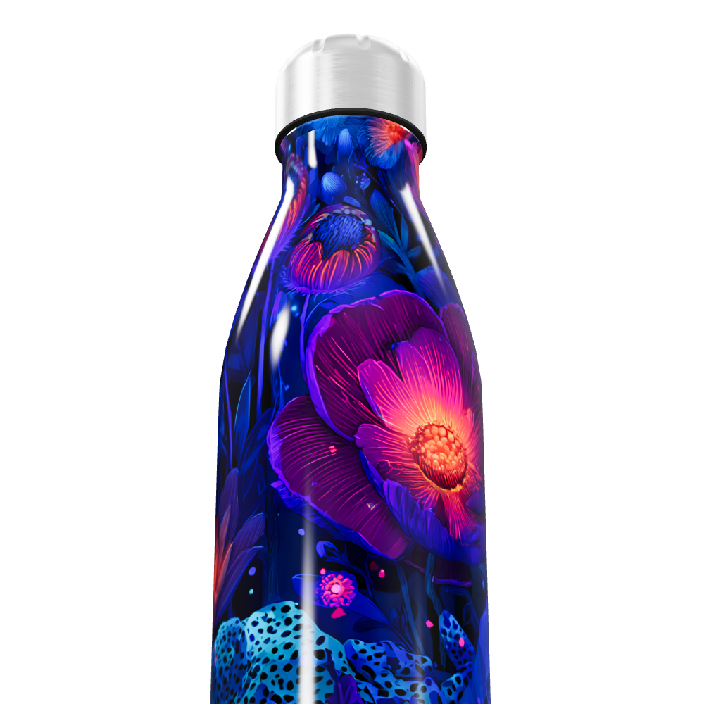 Garrafa Inox - Floral Azul