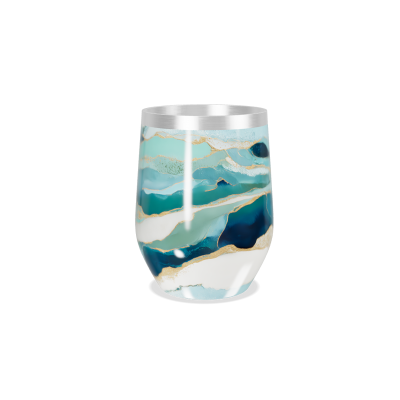 Copo Térmico Slim - Mármore Azul e Dourado