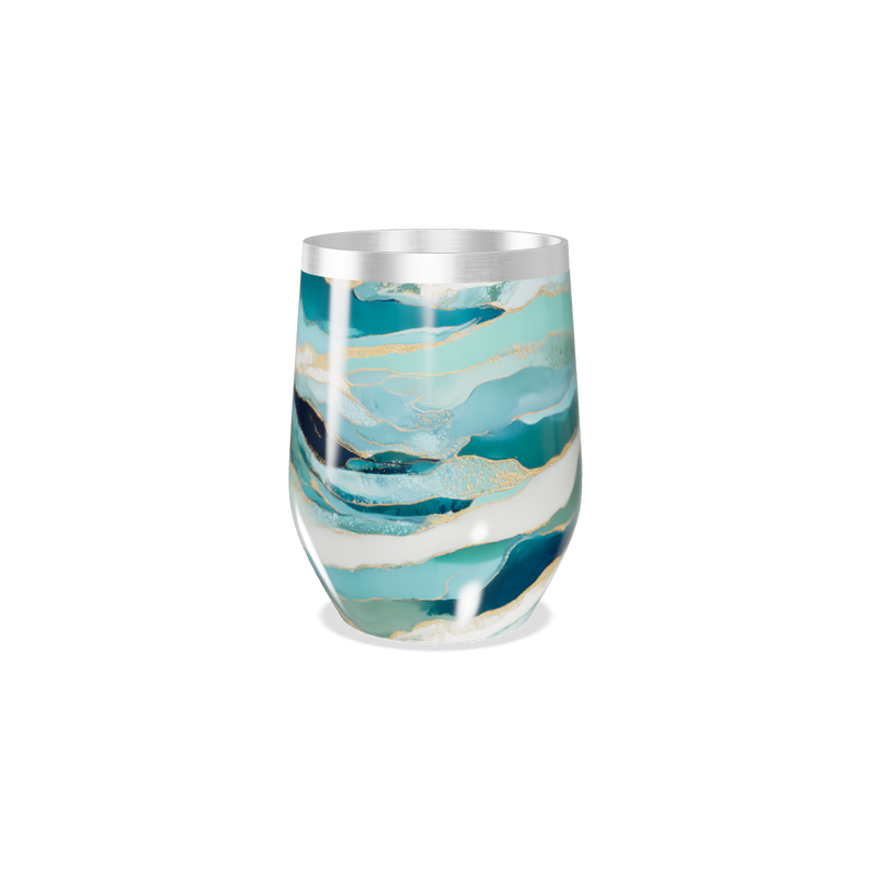 Copo Térmico Slim - Mármore Azul e Dourado