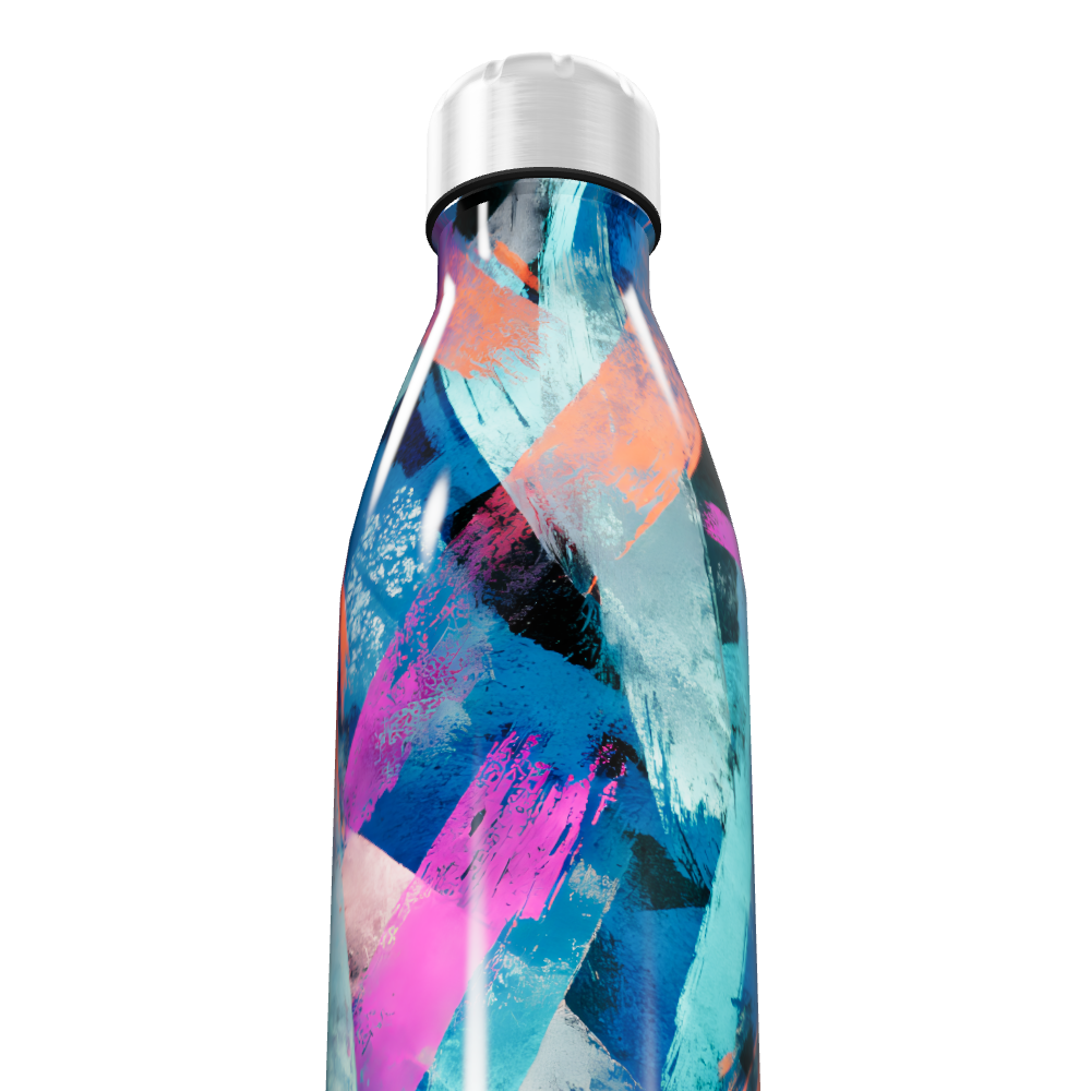 Garrafa Inox - Estampa Abstrata Colorida