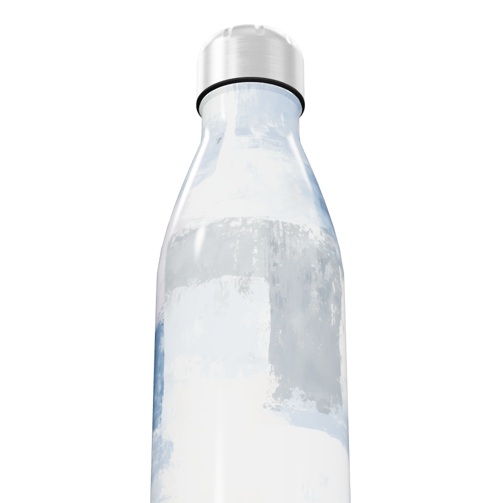 Garrafa Inox - Branco com efeito marmorizado