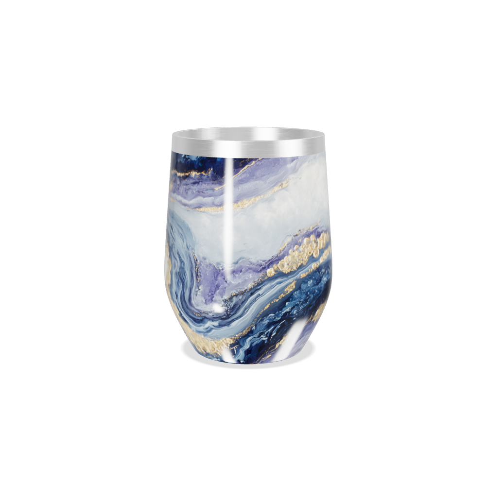 Copo Térmico Slim - Mármore Azul e Dourado