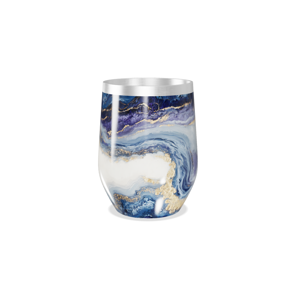 Copo Térmico Slim - Mármore Azul e Dourado