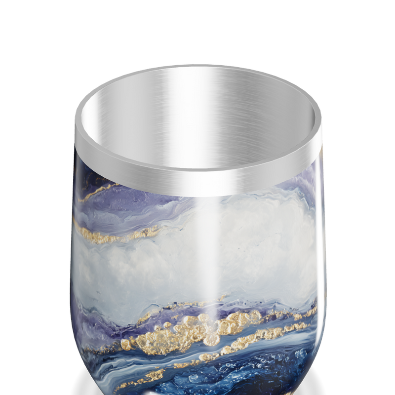 Copo Térmico Slim - Mármore Azul e Dourado