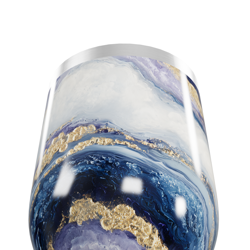 Copo Térmico Slim - Mármore Azul e Dourado