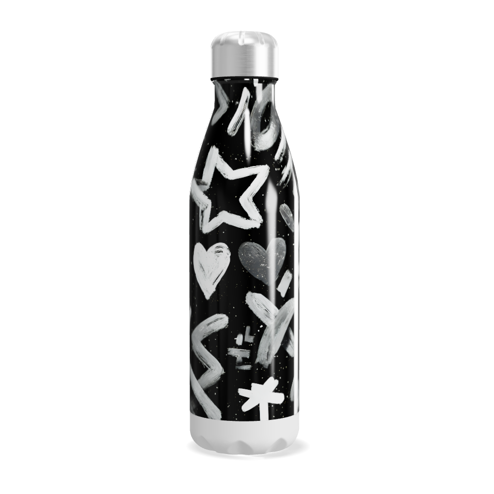 Garrafa Inox - Estampa Preta e Branca