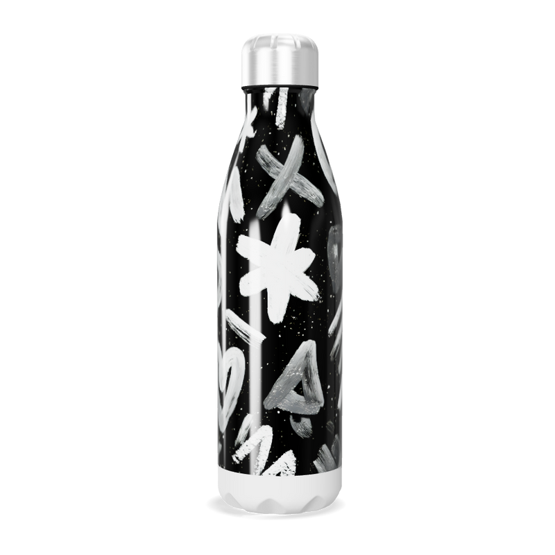 Garrafa Inox - Estampa Preta e Branca