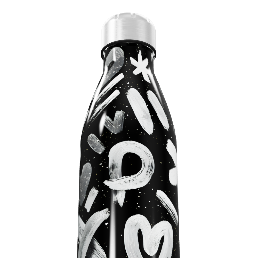 Garrafa Inox - Estampa Preta e Branca