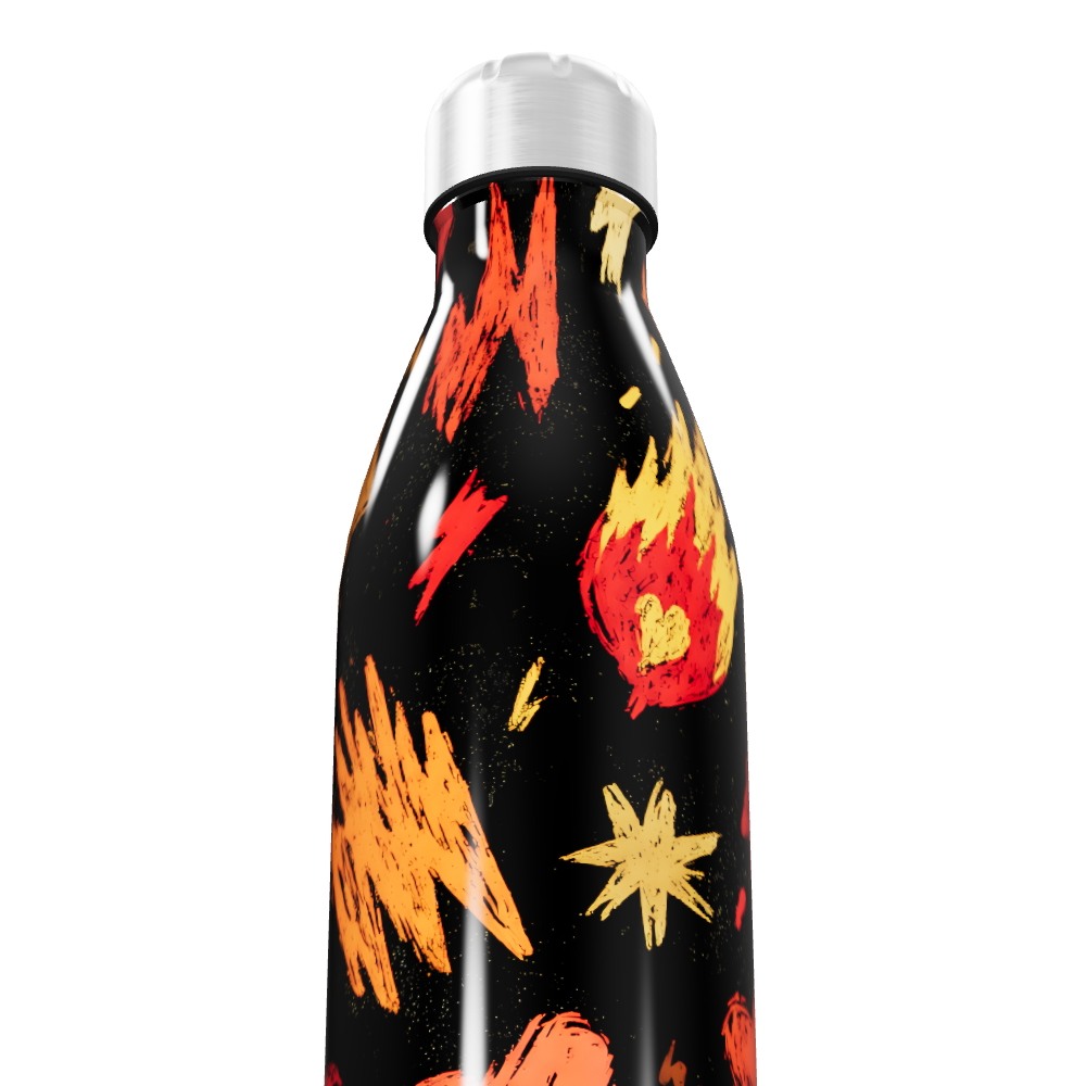 Garrafa Inox - Estampa Colorida Chamas