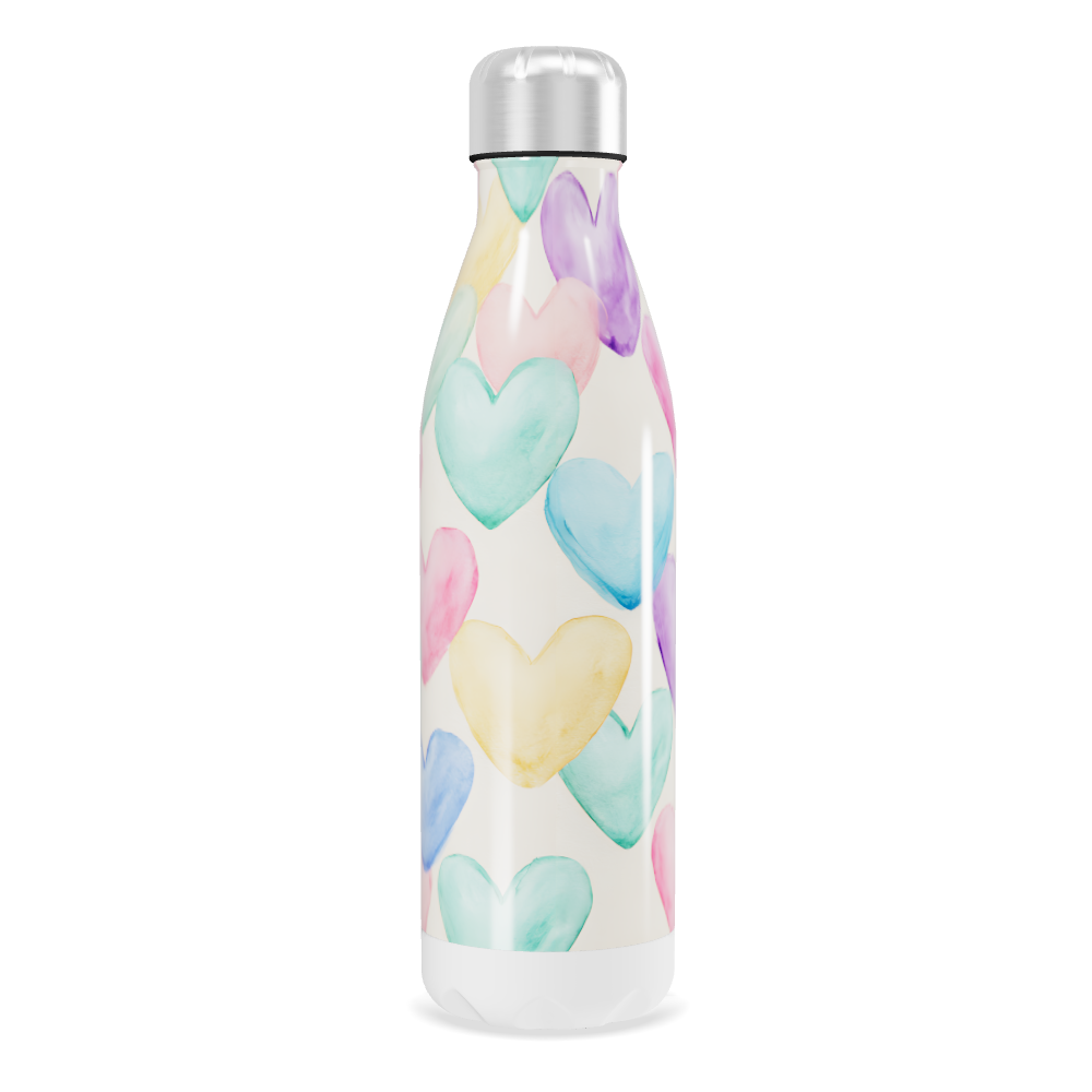 Garrafa Inox Coração Colorido