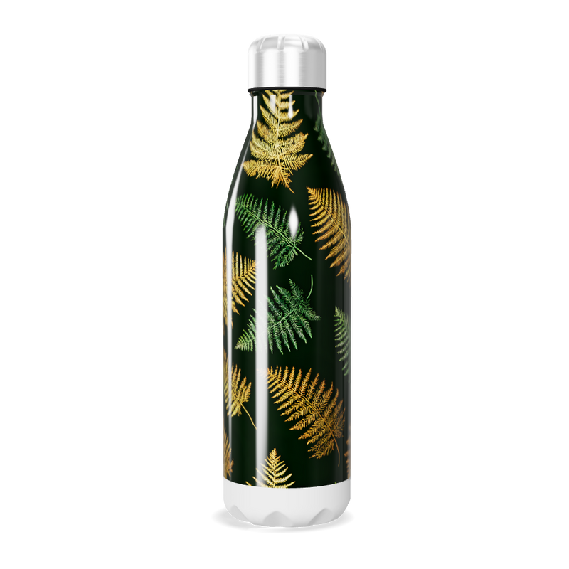 Garrafa Inox Folhas Verdes e Douradas