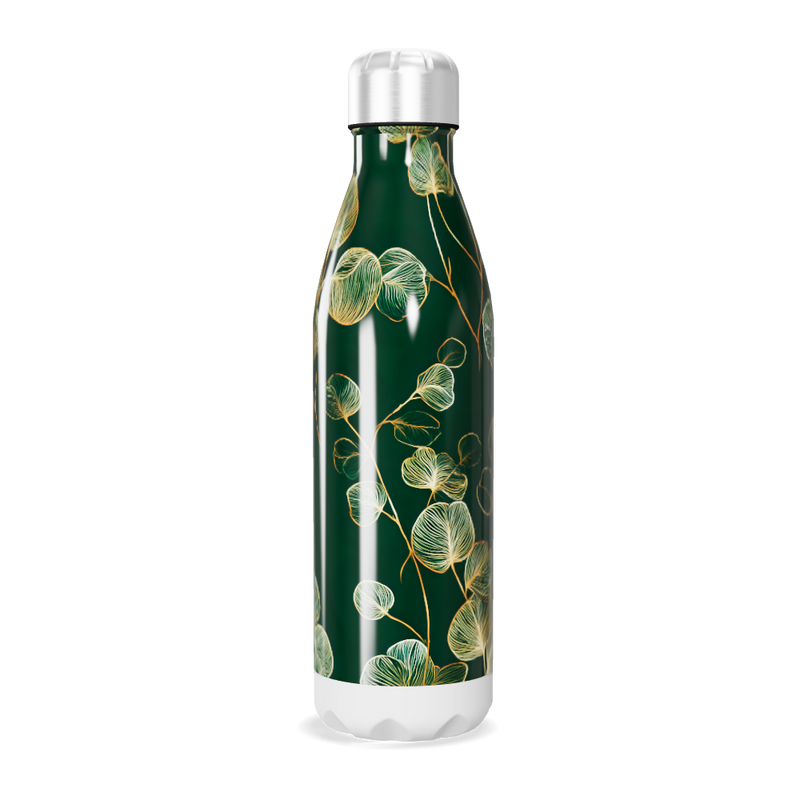 Garrafa Inox - Verde Estampada Folhagem